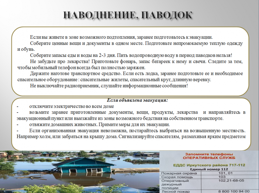 ПАМЯТКА "КАК НУЖНО СЕБЯ ВЕСТИ ПРИ НАВОДНЕНИИ, ПАВОДКЕ" 
